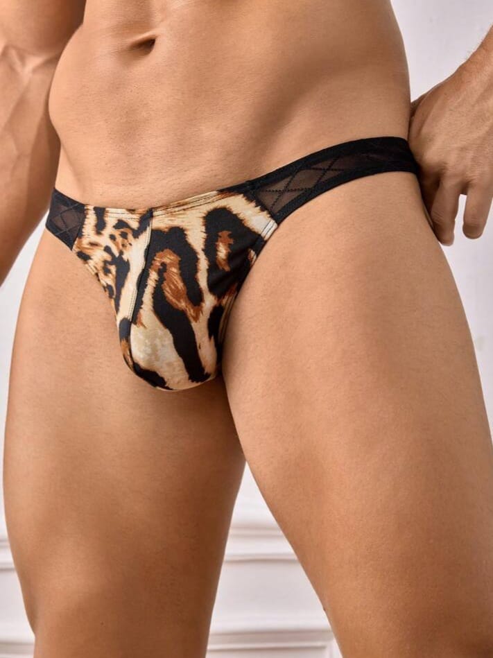 Men's Animal Print Mesh Briefs